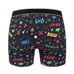 4 Pack Men's Graffiti Cartoon Print Skin-Friendly Mid-Rise Boxer Briefs