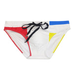 Men's Spliced Color Swim Briefs with Sponge Mats