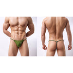 4 Pack Men's Low Rise Sexy Letter Embroidery Lace-Up Thongs