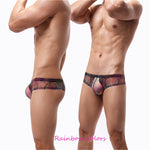 4-pack Men's Lace Print Sheer Mesh Bohemian Boxer Briefs