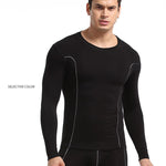 Men's Round Neck Solid Color Bamboo Fiber Thermal Underwear Set