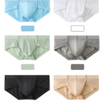 3 Pack Men's Skin-Friendly Solid Color Supportive Pouch Stretch Fit Cooling Briefs