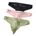 3 Pack Men's Solid Color Seamless Comfort Quick-Dry Breathable Thongs