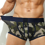 2 Pack Men's Sexy Mesh Camouflage Quick-Dry Large Pouch Low-Rise Trunks