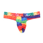 4 Pack Men's Playful-Rainbow Print U-Pouch Thongs
