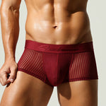 3 Pack Men's Striped Mesh Trunks with Comfort Pouch
