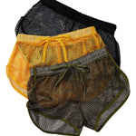 2 Pack Men's Breathable See-Through Hollow Design Loose-Fit Activewear Tops & Shorts