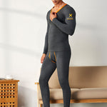 Men's Splicing Lines Cotton Thermal Underwear Set