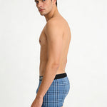 2 Pack Men's Grid Print Breathable Antibacterial Soft Cotton Trunks