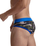 2 Pack Men's Sexy Sheer Camouflage Print Mesh Low-Rise Breathable & Quick-Dry Briefs