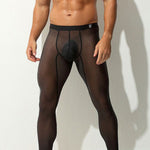 Men's Ice Silk Full Transparent Sexy Fitness Pants Sports Tights