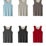 Men's Thermal Silk-Wool Sleeveless Vest - Solid Color Seamless Base Layer