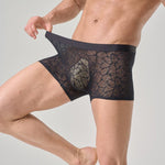 3 Pack Men's Ice Silk Breathable Lightweight 10A Antibacterial Lace Trunks