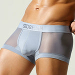 2 Pack Men's Stay-Put Fit Lightweight & Airy Solid Color Semi-Transparent Trunks