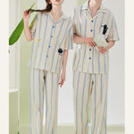Ultra-Soft Cotton Thin Long-Sleeve Striped Lightweight Luxury Soft Pajama Sets