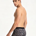 3 Pack Men's Leopard Print Antibacterial Skin-Friendly Trunks