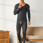 Men's Splicing Lines Cotton Thermal Underwear Set
