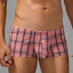 2 Pack Men's Cotton Plaid Boxers with 3D U-Pouch and Button Fly