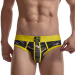 2 Pack Men's Sexy Sheer Camouflage Print Mesh Low-Rise Breathable & Quick-Dry Briefs