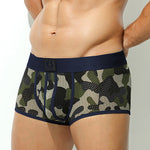 2 Pack Men's Sexy Mesh Camouflage Quick-Dry Large Pouch Low-Rise Trunks