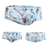 Men's Sexy Botanical Printed Mesh Underwear