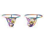 4 Pack Men's Low Rise Fashion Mesh Rainbow Camo Print Thongs