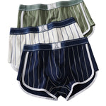 4 Pack Men's Ultra-Soft Breathable Cotton Striped Design Comfort Trunks & Boxers Briefs