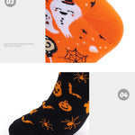 4 Pairs Pumpkin Personality Skeleton Cartoon Trendy Cotton Crew Socks