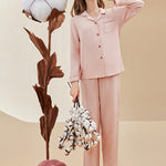 Double-layered Crepe 100% Cotton Solid Color Couple Pajamas Set