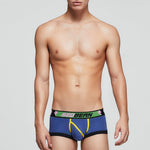 2 Pack Men's Cotton Sport Trunks with U-Pouch & Color-Block Design