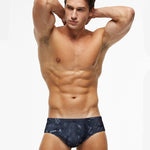 Men's Quick-Dry Printed UV Protection No-Slip Elastic Swim Briefs