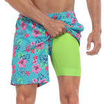 Men's Quick-Dry Digital Print Double-Layer Board Shorts
