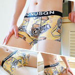 4 Pack Men's Breathable Printed Comfy Waistband Stretch Trunks