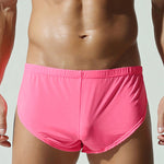 2 Pack Men's Solid Color Second-Skin Soft-Touch Quick-Dry Boxer Shorts