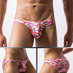 4 Pack Men's Low Rise Print U-Pouch Moisture Wicking Bikinis