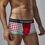 2 Pack Men's Low Rise Sexy Heart U-Shaped Pouch Boxer Briefs