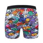 4 Pack Men's Graffiti Cartoon Print Skin-Friendly Mid-Rise Boxer Briefs