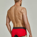 Men's Spliced Color Trunks With Button Fly