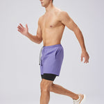Men's Solid Color Anti-Exposure Liner & Breathable Running Activewear Shorts
