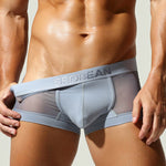 2 Pack Men's Stay-Put Fit Lightweight & Airy Solid Color Semi-Transparent Trunks