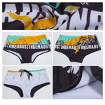 Men's Quick-Dry Low-Rise Alphabet Print Swim Briefs