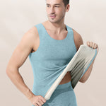Men's Thermal Silk-Wool Sleeveless Vest - Solid Color Seamless Base Layer