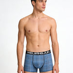 2 Pack Men's Grid Print Breathable Antibacterial Soft Cotton Trunks