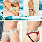 3 Pack Men's Mesh Thong with Stretch & Breathable 3D Support Pouch