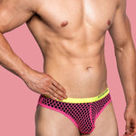 3 Pack Men's Low-Waist Sexy Big Mesh Breathable Transparent Sports Briefs
