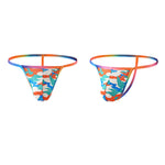 4 Pack Men's Low Rise Fashion Mesh Rainbow Camo Print Thongs