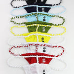 4 Pack Men's Low Rise Sexy Letter Embroidery Lace-Up Thongs