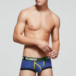 2 Pack Men's Cotton Sport Trunks with U-Pouch & Color-Block Design