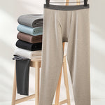 Men's Solid Color Double-Layer Bamboo Fiber Thermal Bottoms
