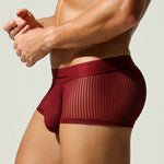 3 Pack Men's Striped Mesh Trunks with Comfort Pouch